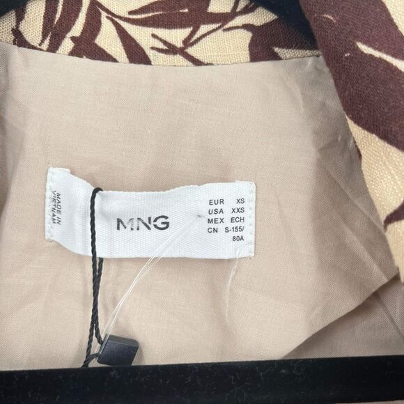 MNG Mango NWT Women’s Tropical Linen Blend Boyfriend Blazer Longline Brown XS - Picture 5 of 11